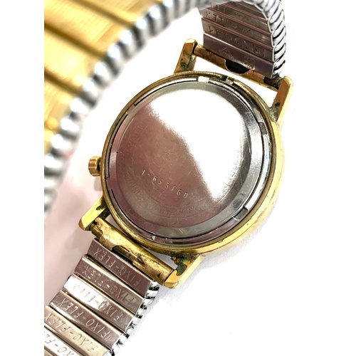 239 - Vintage Gents bulova accutron M8 gold tone wristwatch tuning fork / battery powered untested with bu... 