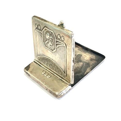 48 - Vintage Stamped .925 silver matchbook holder  with embossed detail  dimensions - 5.5cm x 6cm   In vi... 