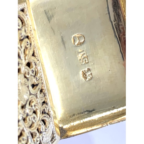 57 - Antique hallmarked 1825 Birmingham silver vinaigrette  with original sponge, blank cartouche etc mak... 