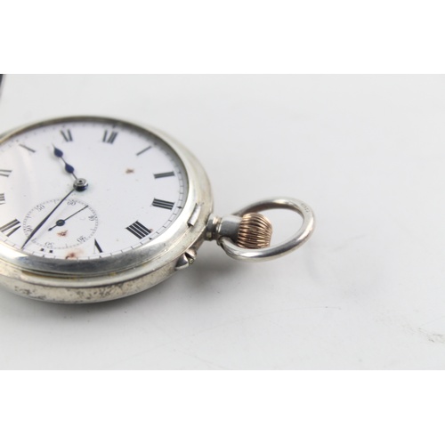 203 - Vintage Gents JW Benson stamped .925 sterling silver Half Hunter pocket watch hand-wind working w / ... 