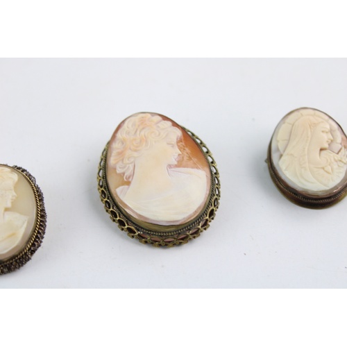 190 - True vintage / antique cameo jewellery  Two brooch pins missing, one has bail to use as pendant, ple... 