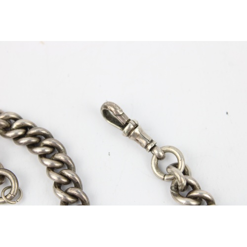 27 - Antique Hallmarked .925 sterling silver chunky curb Albert Chain w/ T-Bar  Length - 35cm   In vintag... 