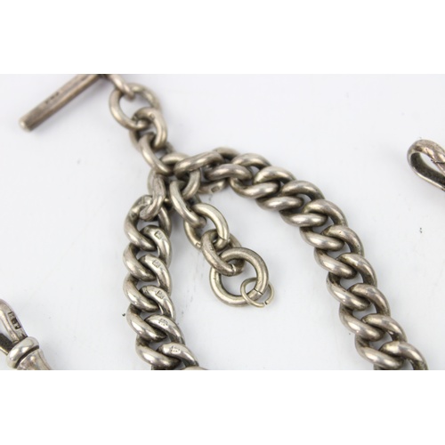 27 - Antique Hallmarked .925 sterling silver chunky curb Albert Chain w/ T-Bar  Length - 35cm   In vintag... 