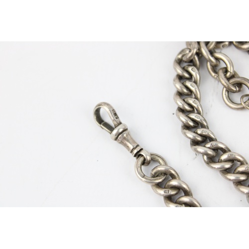 27 - Antique Hallmarked .925 sterling silver chunky curb Albert Chain w/ T-Bar  Length - 35cm   In vintag... 