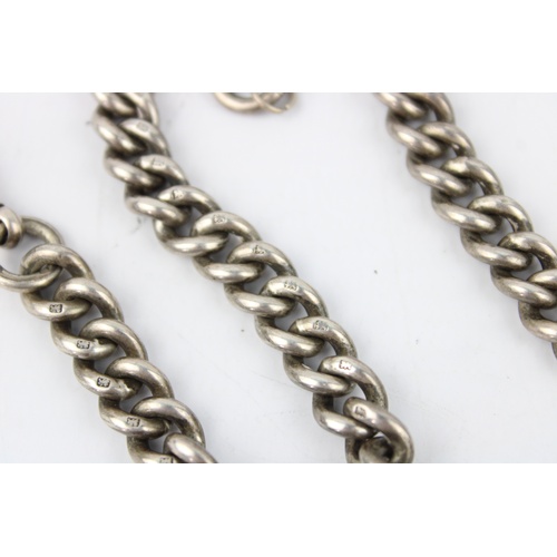 27 - Antique Hallmarked .925 sterling silver chunky curb Albert Chain w/ T-Bar  Length - 35cm   In vintag... 