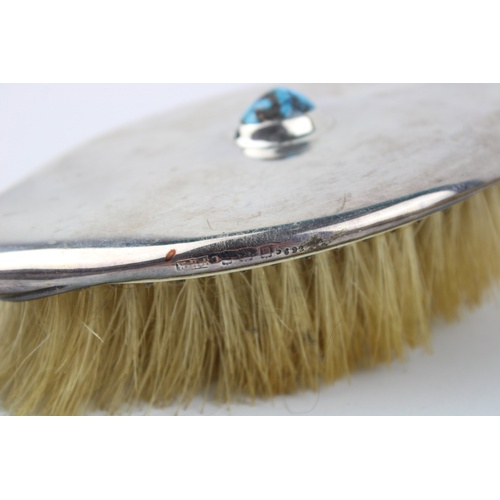 29 - Vintage Hallmarked .925 sterling silver ladies vanity Brushes  Inc Turquoise Detail Etc   In vintage... 