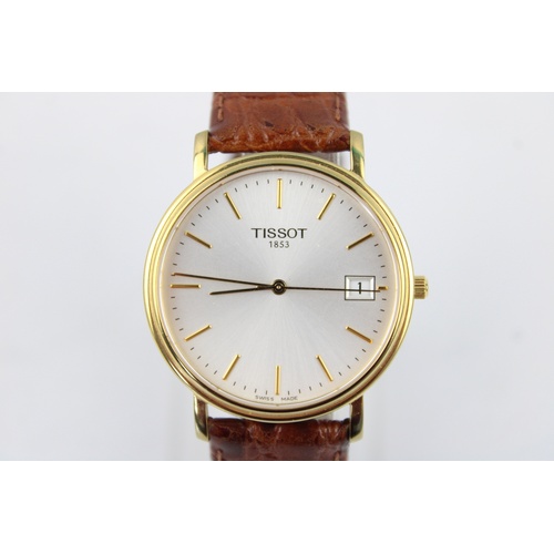 228 - Gents Tissot 1853 gold tone wristwatch Quartz   New battery fitted with Tissot brown leather strap &... 