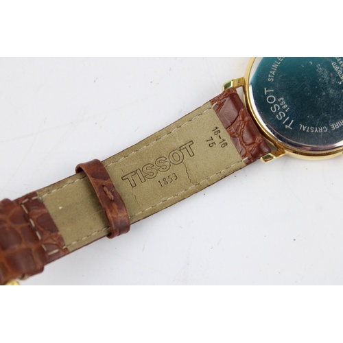 228 - Gents Tissot 1853 gold tone wristwatch Quartz   New battery fitted with Tissot brown leather strap &... 