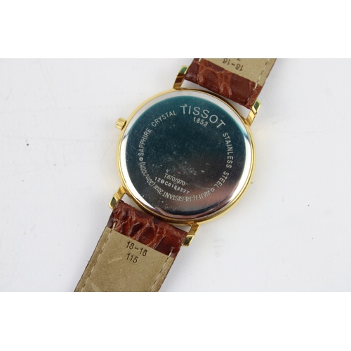 228 - Gents Tissot 1853 gold tone wristwatch Quartz   New battery fitted with Tissot brown leather strap &... 