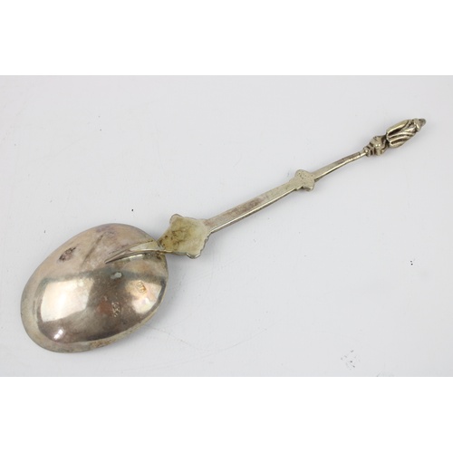 51 - Antique / vintage .800 continental silver ornate serving spoon w/ cherub  XRF tested for purity leng... 