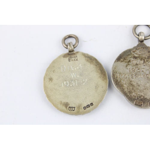 46 - Antique / Vintage hallmarked .925 sterling silver fobs/ medallions with enamel Inc football & masoni... 