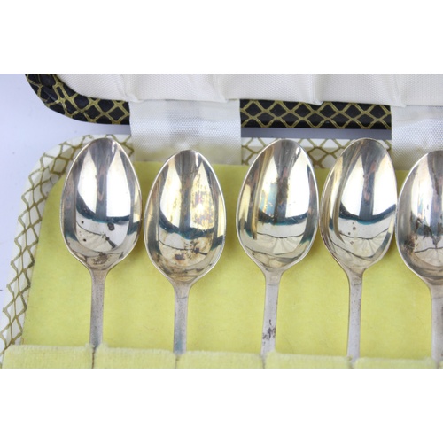 44 - Vintage Hallmarked 1928 Birmingham silver teaspoons  cased maker - William Suckling Ltd length - 11c... 