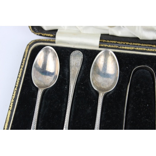 43 - Antique Hallmarked 1916 Sheffield silver teaspoons with sugar tongs maker - Joseph Rodgers & Sons ca... 