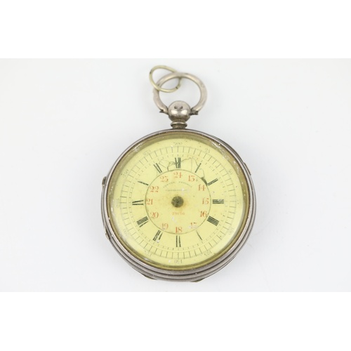 210 - Vintage Gents Hallmarked .925 STERLING SILVER Fusee Centre Seconds Chronograph POCKET WATCH Key-Wind... 