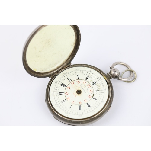 210 - Vintage Gents Hallmarked .925 STERLING SILVER Fusee Centre Seconds Chronograph POCKET WATCH Key-Wind... 