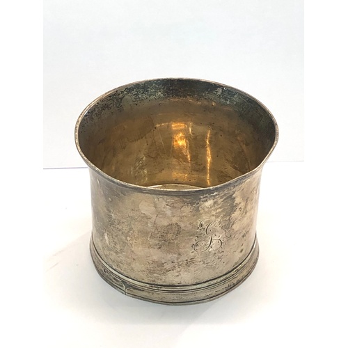 18 - Georgian silver beaker repairs and damage missing handle london silver hallmarks measures  height 7c... 