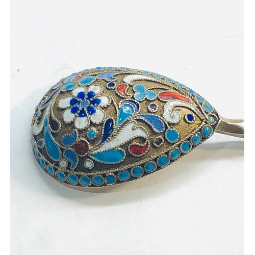 6 - Antique russian silver and enamel spoon measure approx 11cm long bowl 2.4cm wide russian silver hall... 