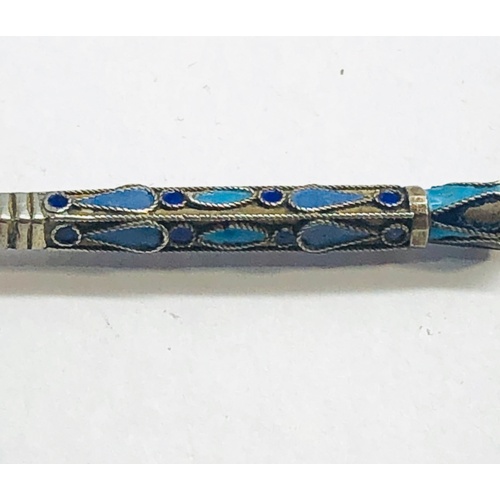 6 - Antique russian silver and enamel spoon measure approx 11cm long bowl 2.4cm wide russian silver hall... 