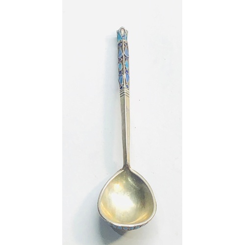 6 - Antique russian silver and enamel spoon measure approx 11cm long bowl 2.4cm wide russian silver hall... 