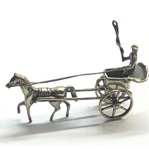 15 - vintage dutch silver miniature horse and cart with rider measure approx 6cm wide  dutch silver hallm... 