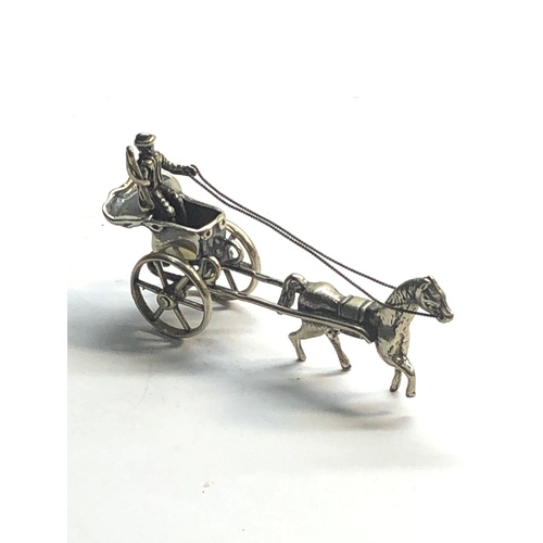 15 - vintage dutch silver miniature horse and cart with rider measure approx 6cm wide  dutch silver hallm... 