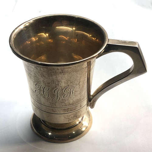 67 - Silver christening mug Birmingham silver hallmarks engraved initials 83g engraved age related marks ... 