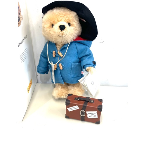 409 - Steiff Paddington bear with tags and suitcase no 01033, Blonde 29 cm tall. Complete with box. Has a ... 