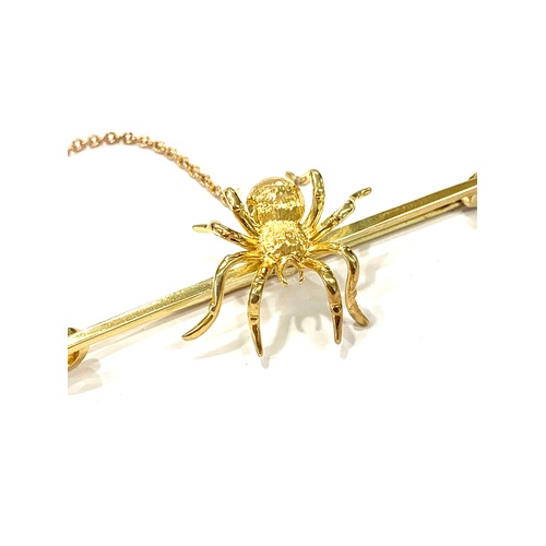 187 - 15ct gold spider brooch in box, approximate weight 8.5g,  hallmarked 15ct. approximate measurement 6... 