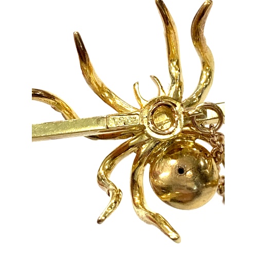 187 - 15ct gold spider brooch in box, approximate weight 8.5g,  hallmarked 15ct. approximate measurement 6... 