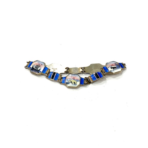 74 - Norweigen Enamel panel silver hallmarked bracelet, in good overall condition