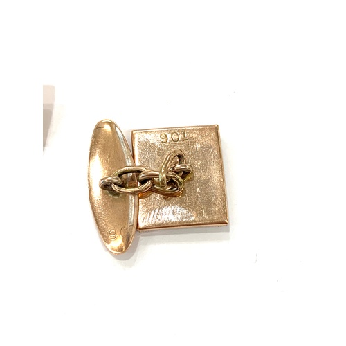 181 - vintage 9ct gold and stone set cufflinks 6.1g, good condition