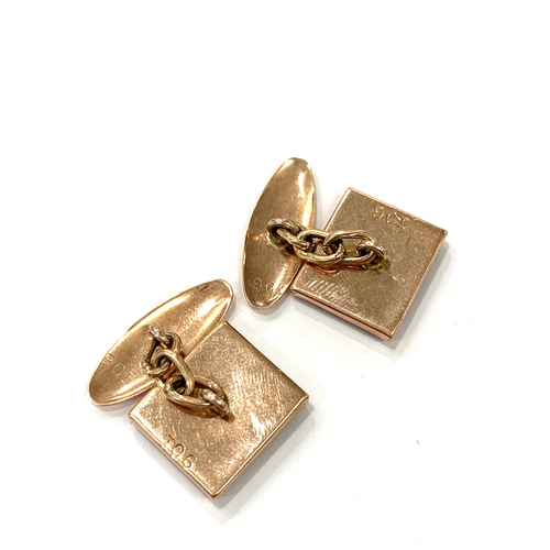 181 - vintage 9ct gold and stone set cufflinks 6.1g, good condition