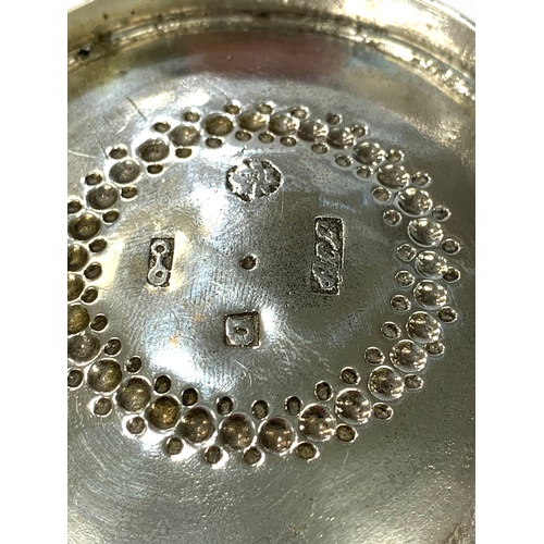 81 - Two handled silver chased dutch dish, approximate weight: 155g, approximate measurements (handle to ... 