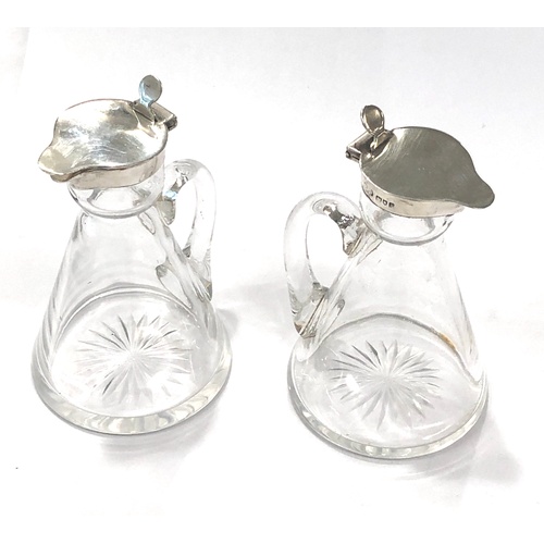 103 - Pair glass and silver nogins, overall good antique condition, London hallmarks