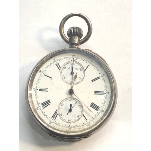 213 - antique silver up/down chronograph centre second pocket watch non working