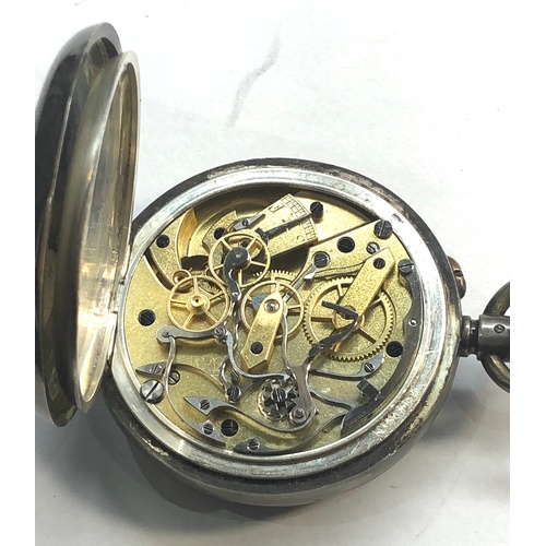 213 - antique silver up/down chronograph centre second pocket watch non working