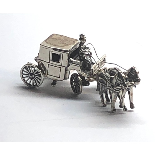 139 - Dutch silver miniature horse and carriage