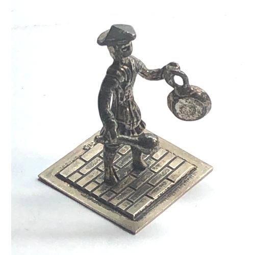 114 - Dutch silver miniature man with pan