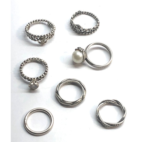 269 - Selection of 7 pandora silver rings