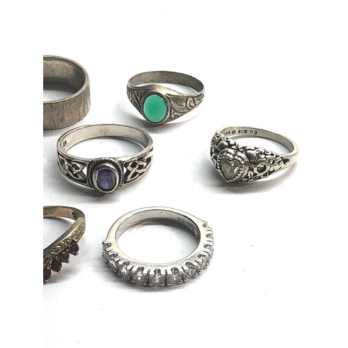 281 - Collection of 10 vintage silver stone set dress rings