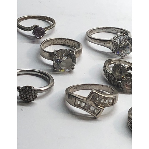 283 - Collection of 10 vintage silver stone set dress rings