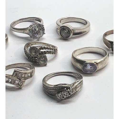 283 - Collection of 10 vintage silver stone set dress rings