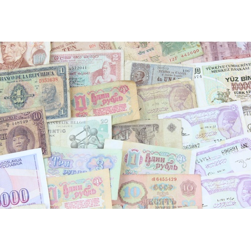 394 - Assorted vintage world bank notes mixed Denominations & Currencies  Inc Ghana, Zambia, Nigeria Etc  ... 