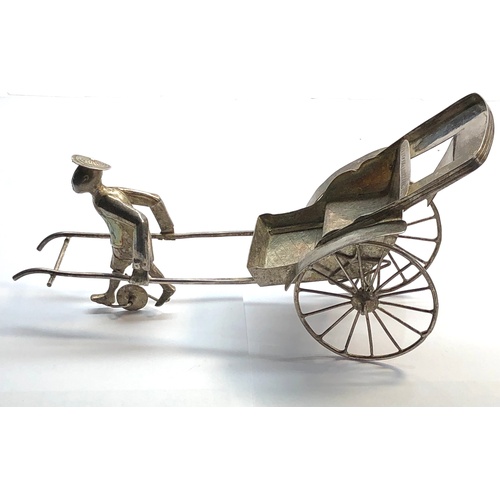 126 - Antique Chinese Export silver figural rickshaw measures approx  24cm wide height of back 11cm weight... 