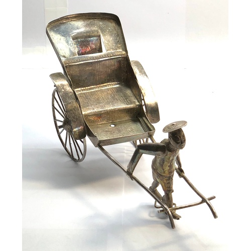 126 - Antique Chinese Export silver figural rickshaw measures approx  24cm wide height of back 11cm weight... 