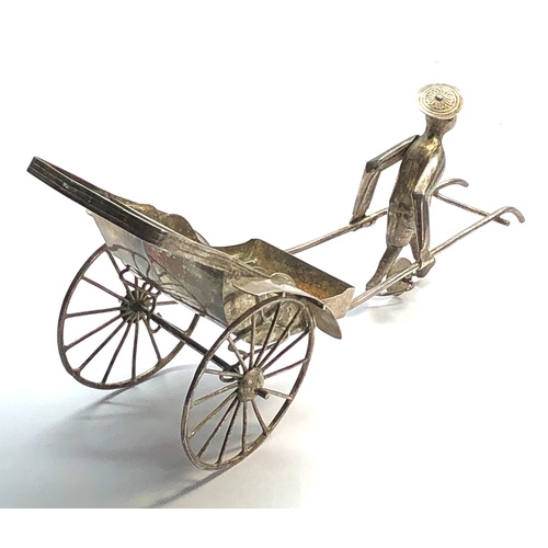 126 - Antique Chinese Export silver figural rickshaw measures approx  24cm wide height of back 11cm weight... 