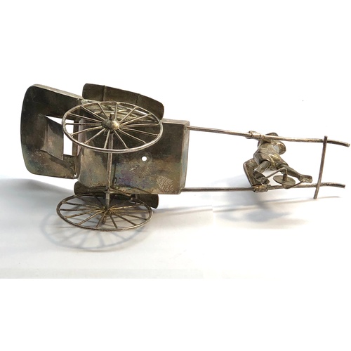 126 - Antique Chinese Export silver figural rickshaw measures approx  24cm wide height of back 11cm weight... 