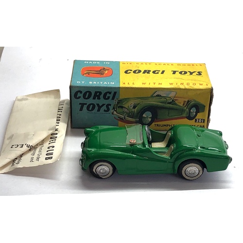 444 - Boxed Corgi 301 Triumph T.R.2 sports car in good condition please see images for condition