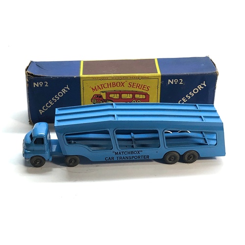 449 - Matchbox Moko Lesney No 2 accessory pack bedford car transporter boxed in good condition please see ... 