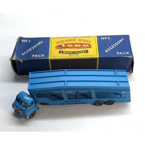 449 - Matchbox Moko Lesney No 2 accessory pack bedford car transporter boxed in good condition please see ... 